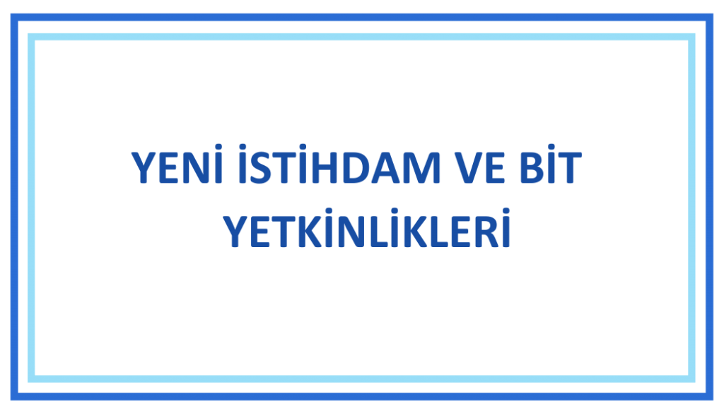 YENİ İSTİHDAM VE BİT YETKİNLİKLERİ