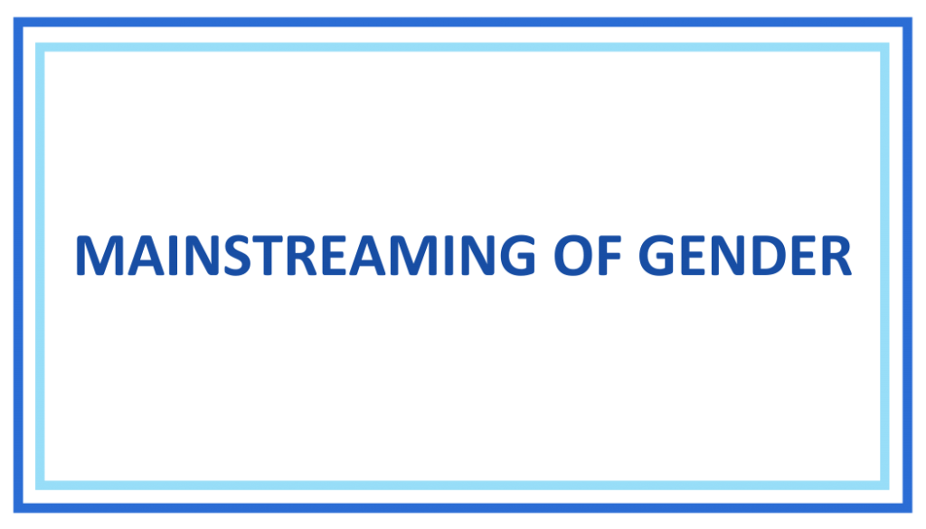 MAINSTREAMING OF GENDER