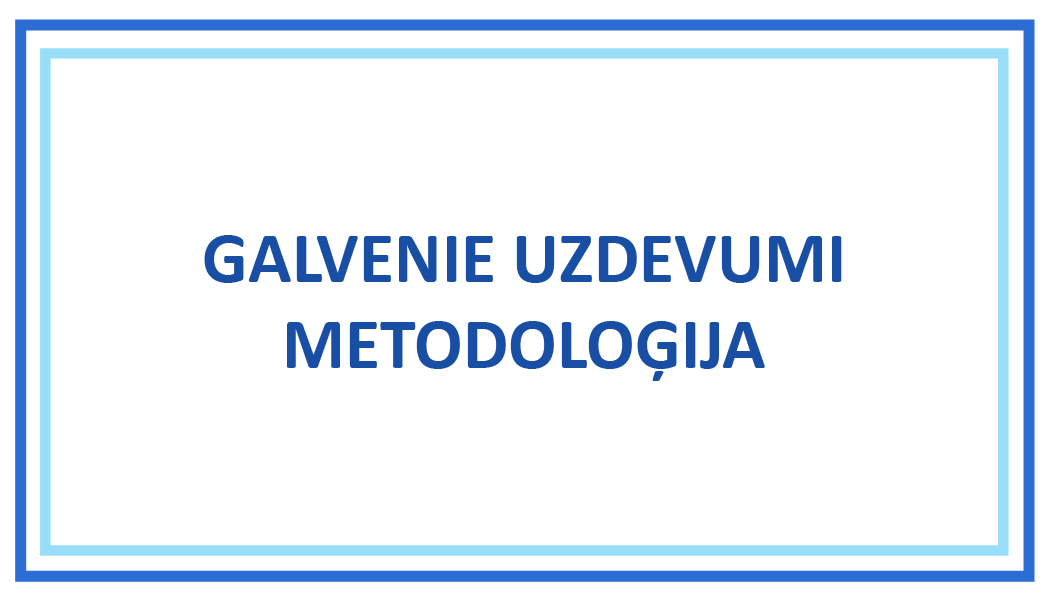 GALVENIE UZDEVUMI METODOLOĢIJA GALVENIE UZDEVUMI METODOLOĢIJA